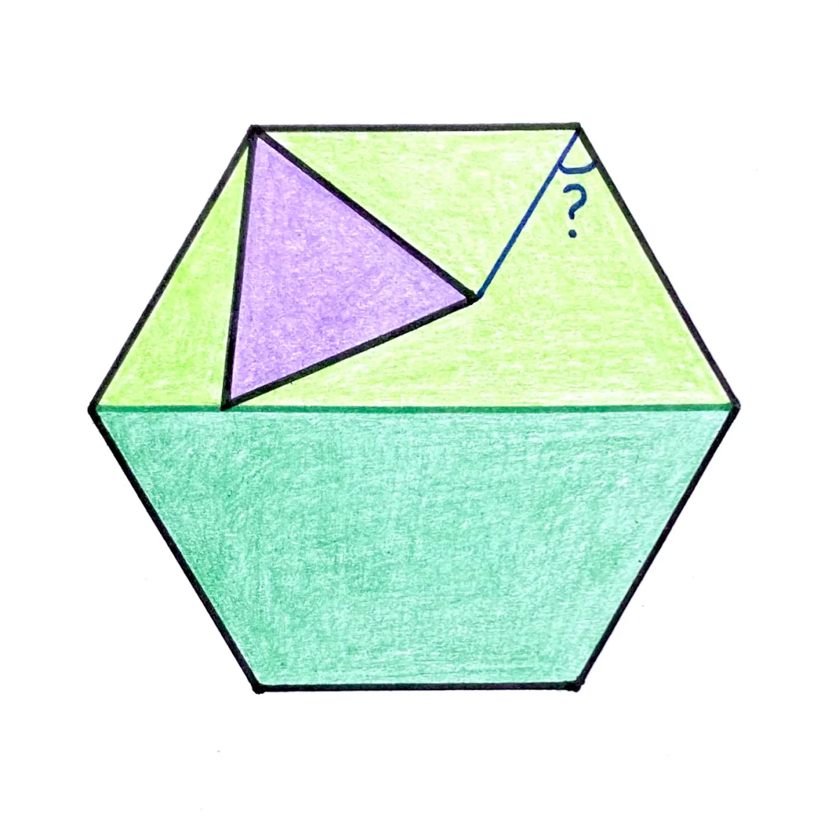 A triangle inside a hexagon