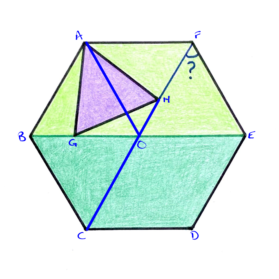 A triangle inside a hexagon annotated