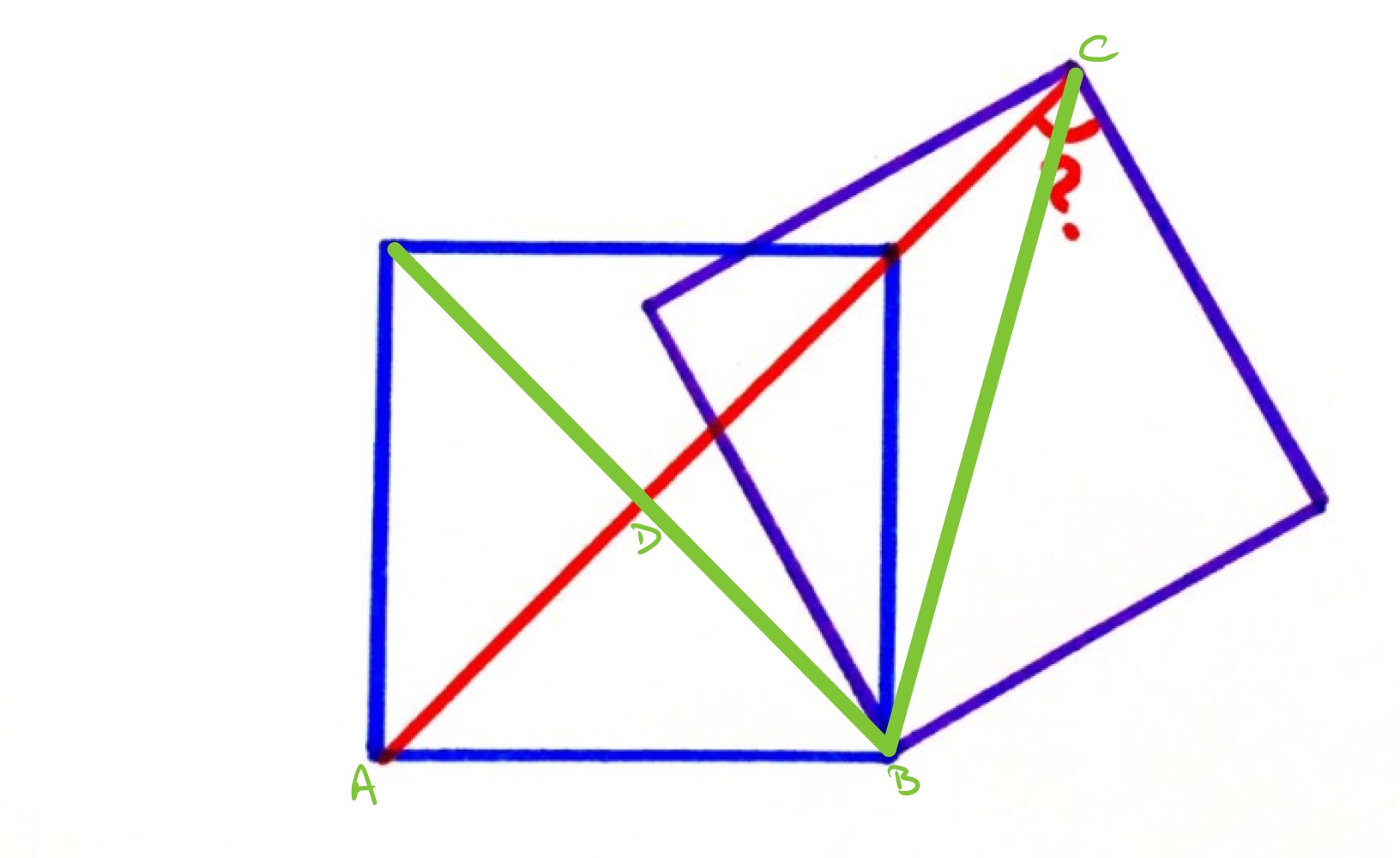 Angle formed by two squares labelled