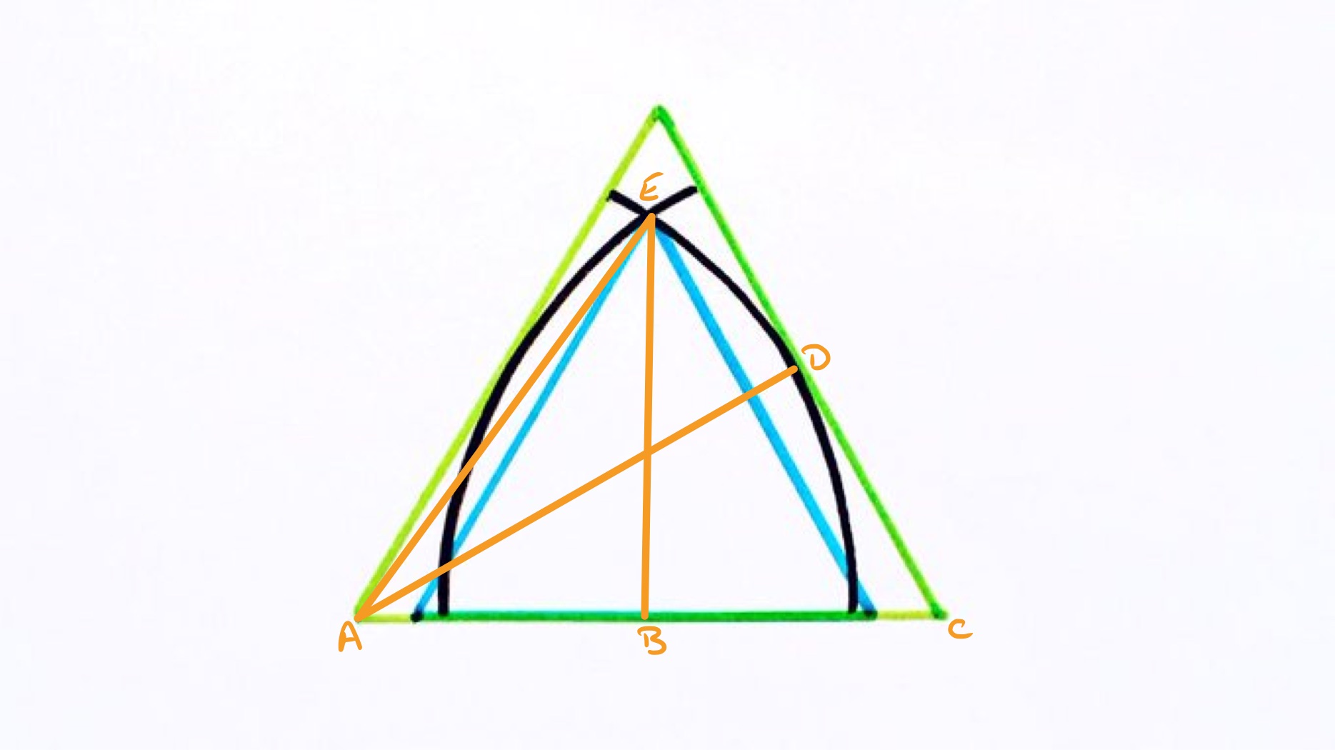 Arcs inside a triangle labelled