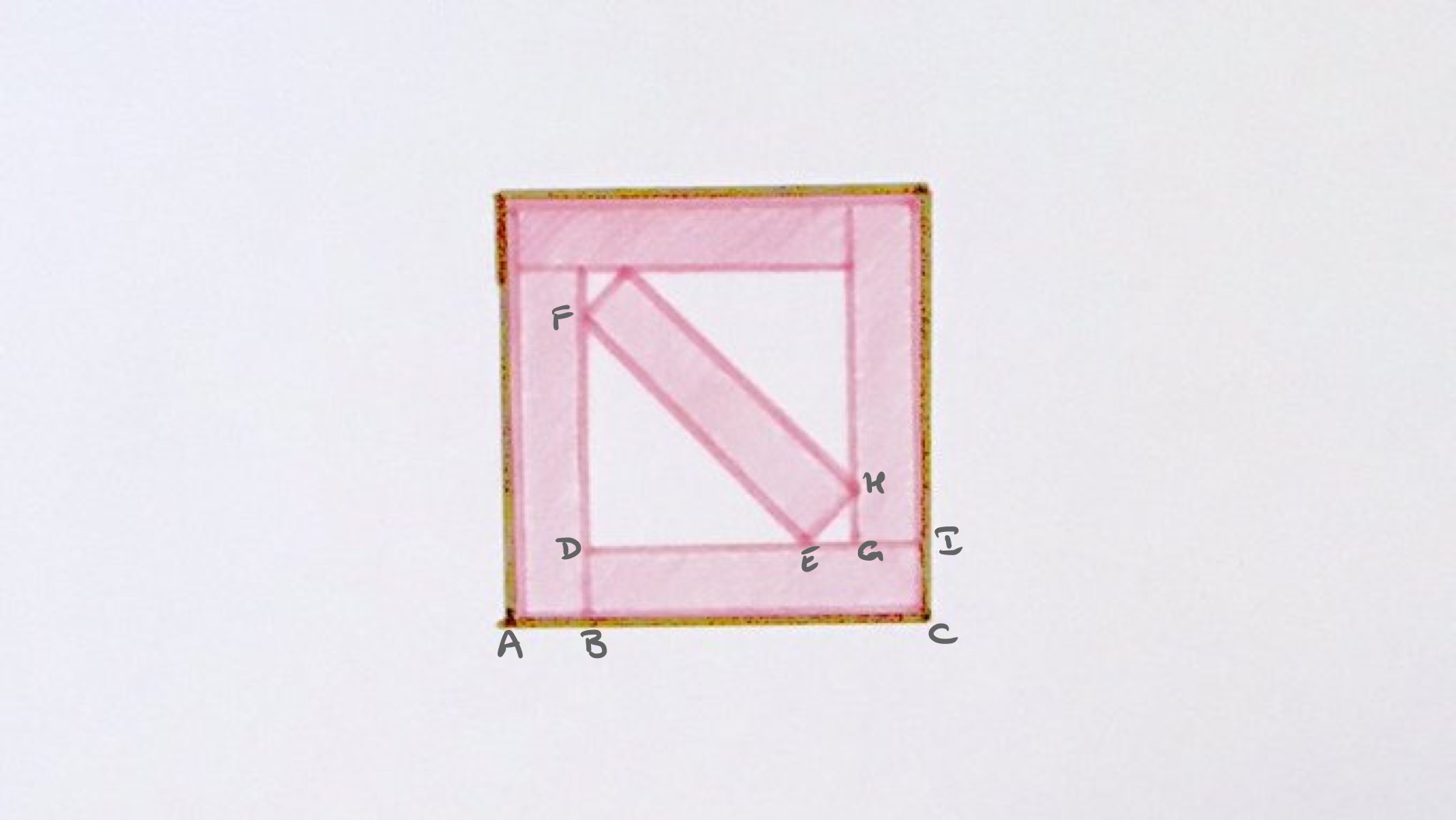 Five rectangles in a square labelled