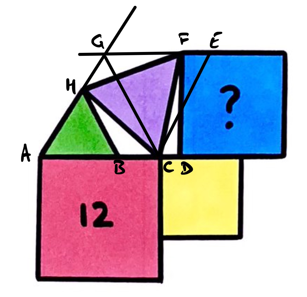 Five regular polygons annotated