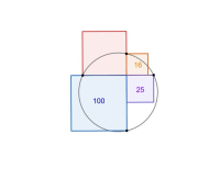 Four Squares Overlapping a Circle