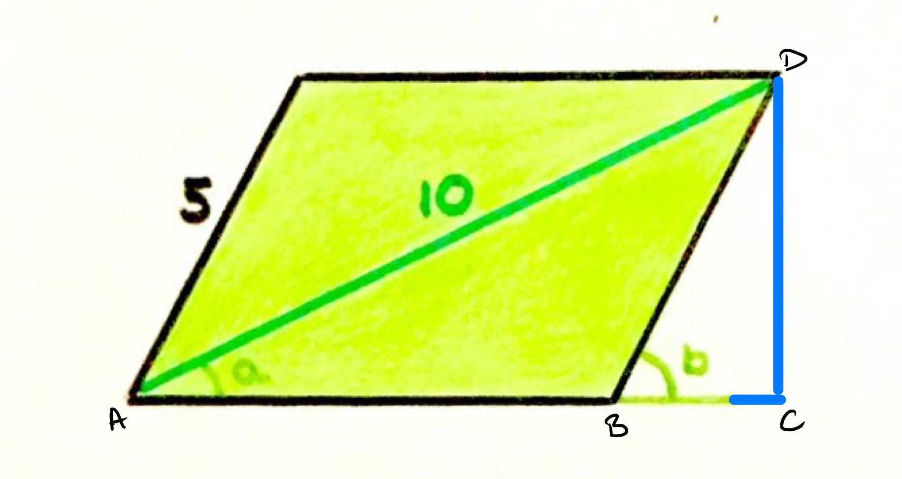 Parallelogram area labelled