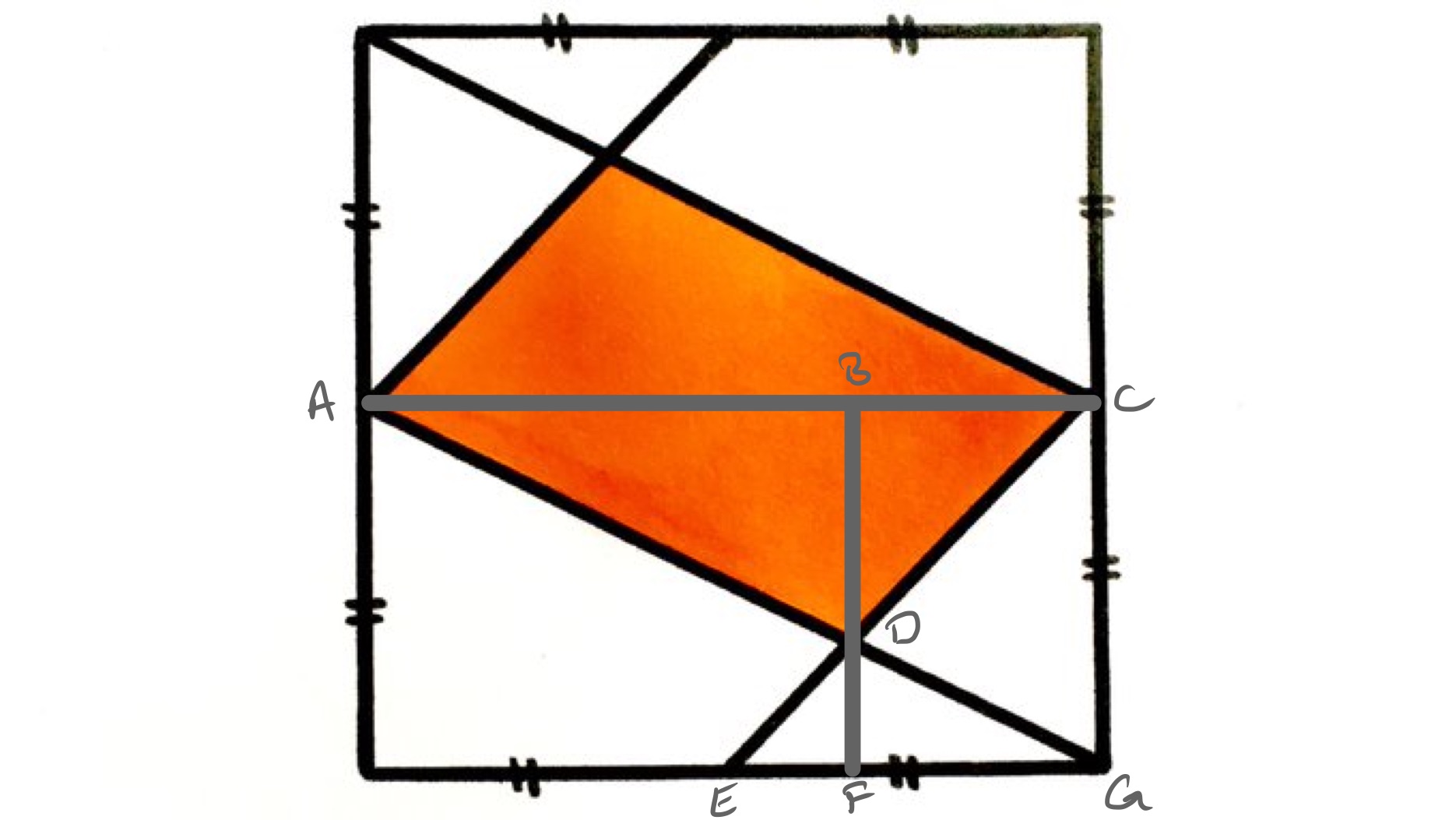 Parallelogram in a rectangle labelled