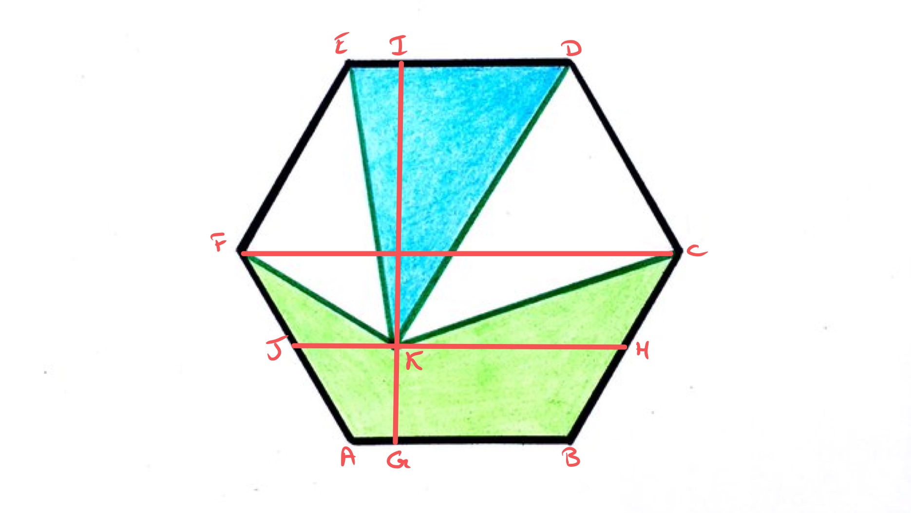 Quartered hexagon labelled