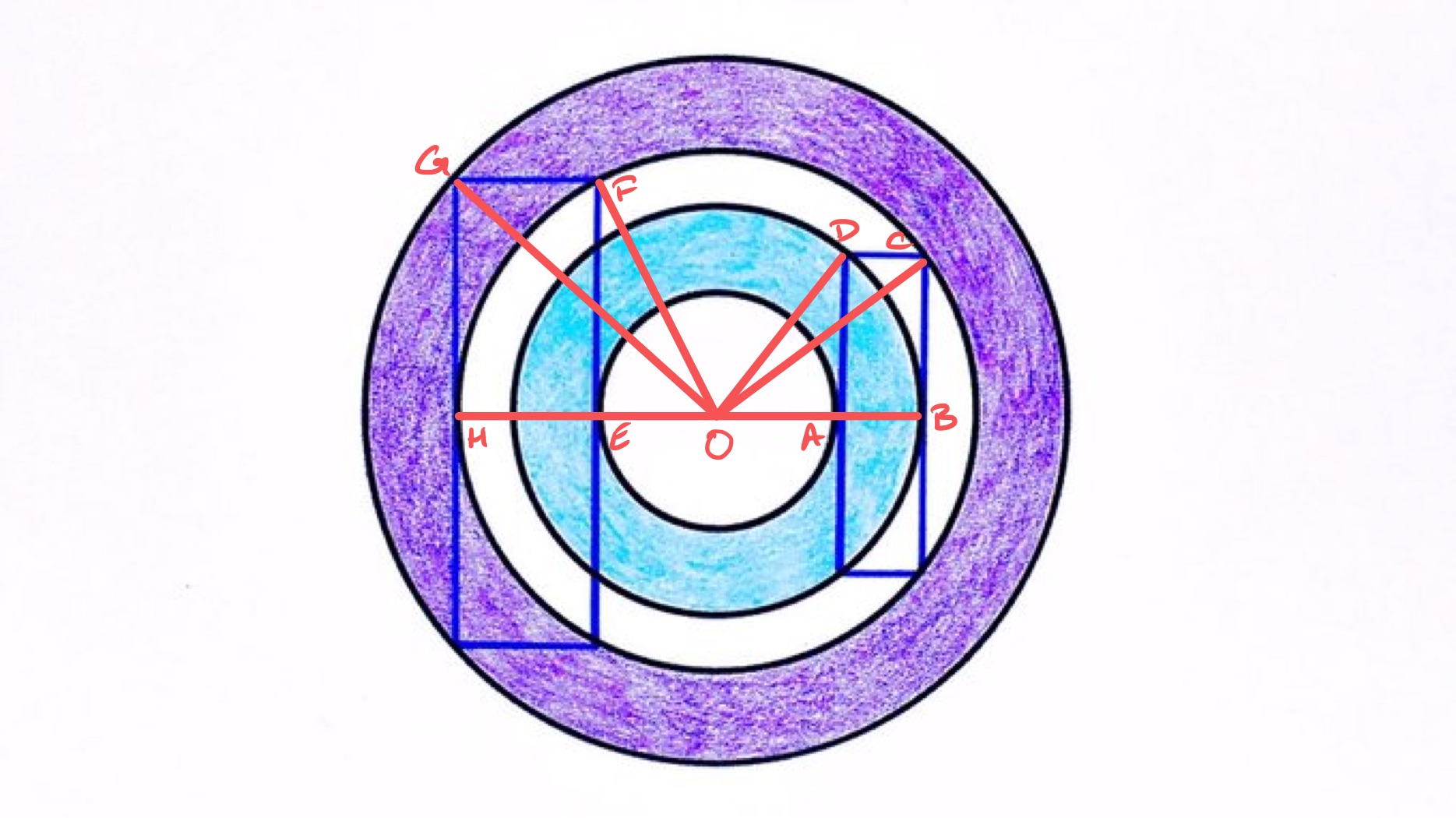 Rectangles in concentric rings labelled