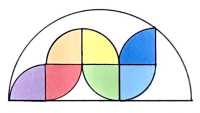Seven Quarter Circles Inside a Semi-Circle