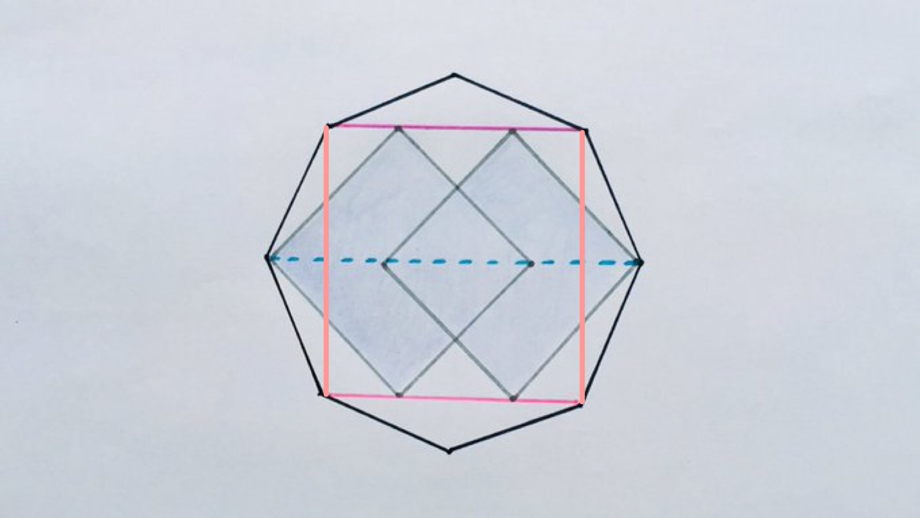 Squares in an Octagon with Additional Lines