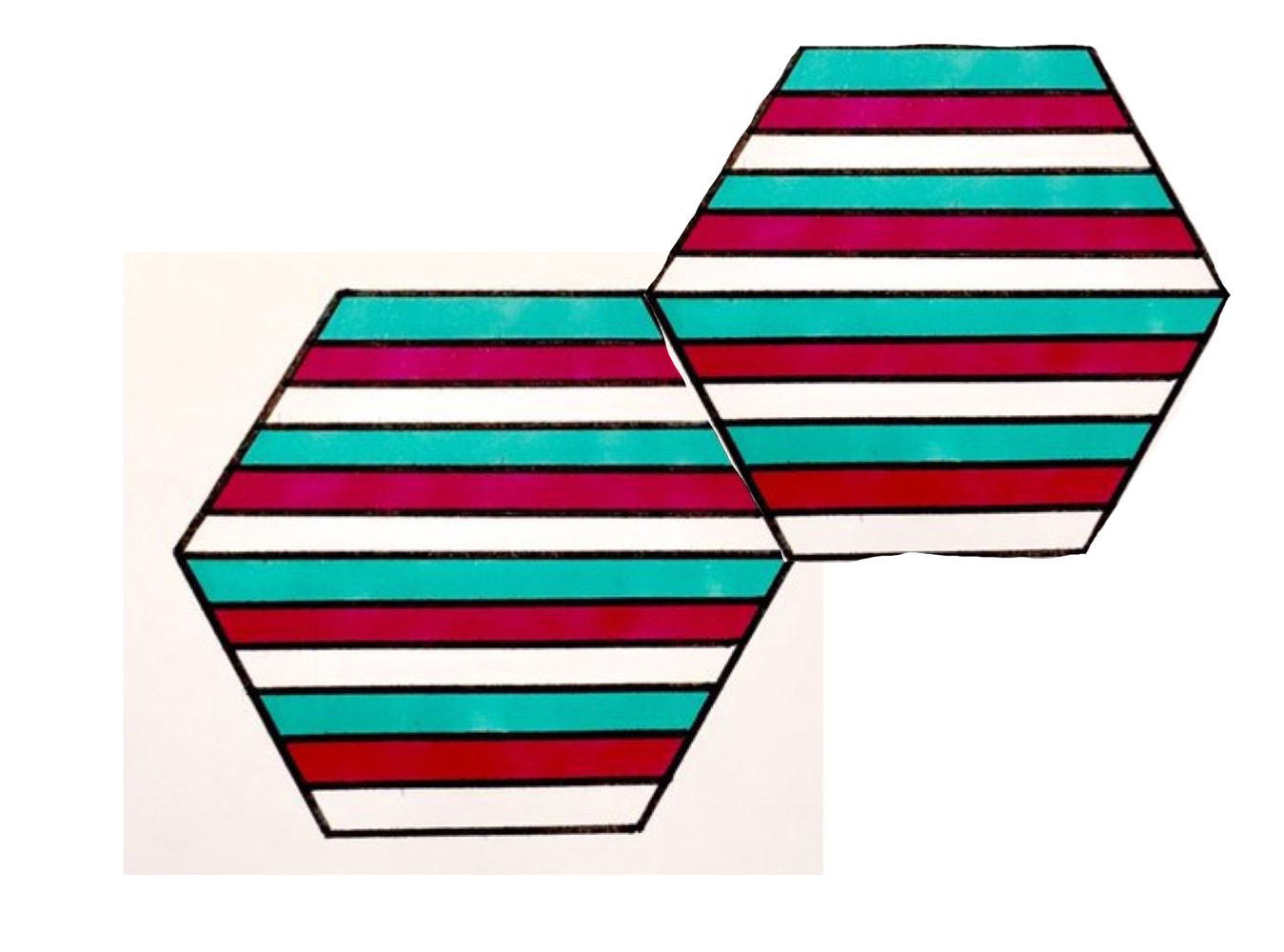 Striped hexagon labelled
