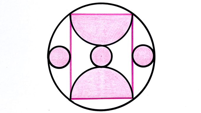 Three Circles and Two Semi-Circles in a Circle