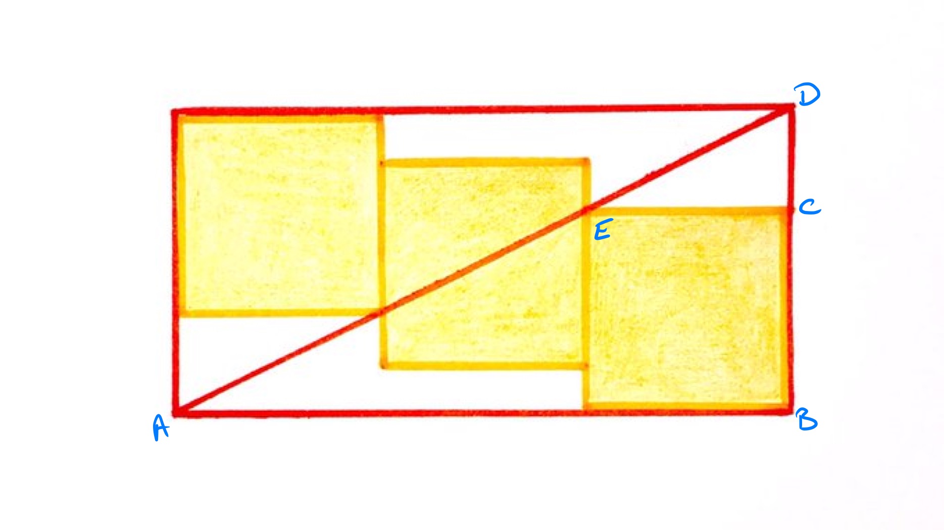 Three congruent squares in a rectangle labelled 