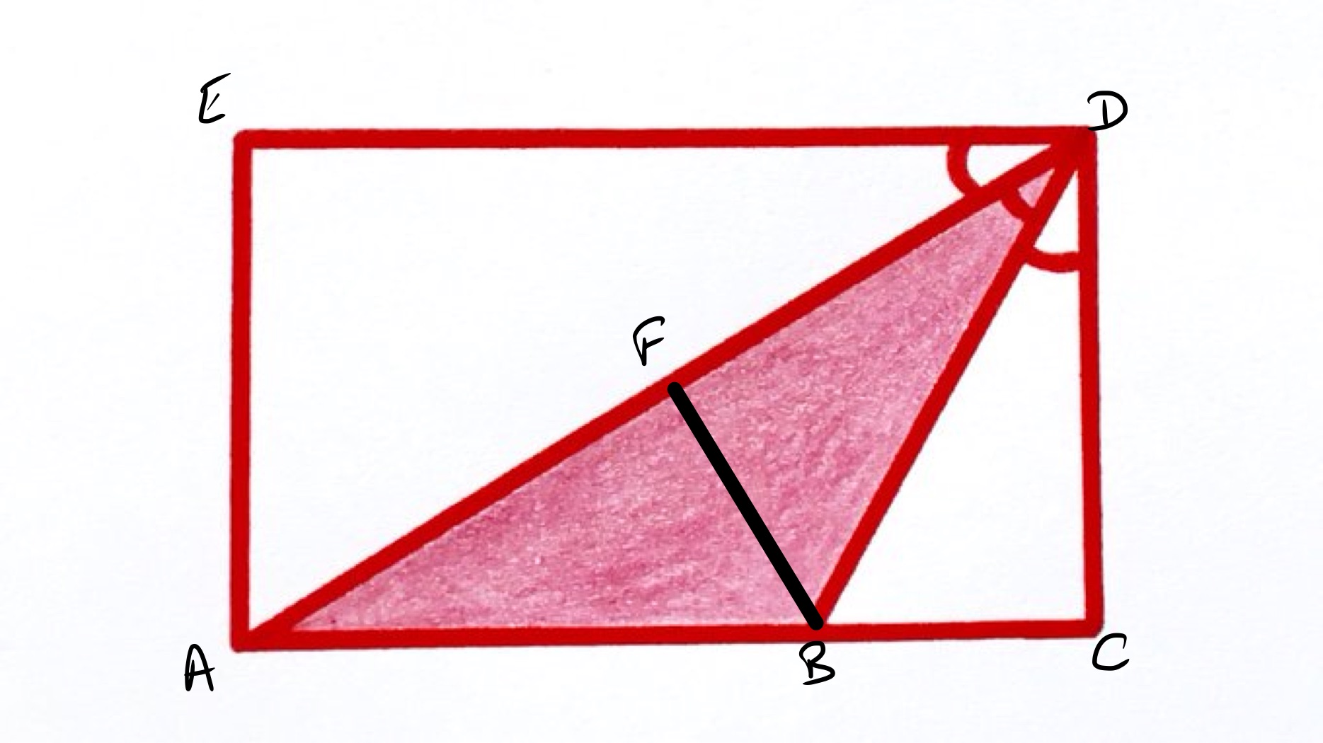 Three angles in a rectangle labelled