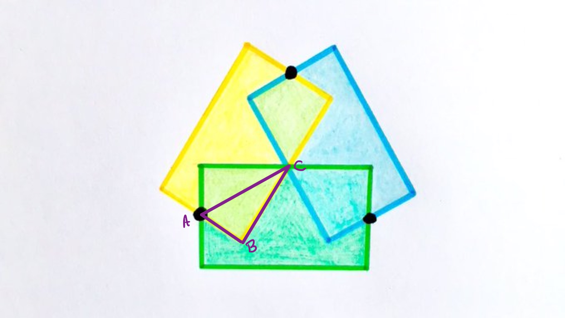 Three rectangles as a triangle labelled
