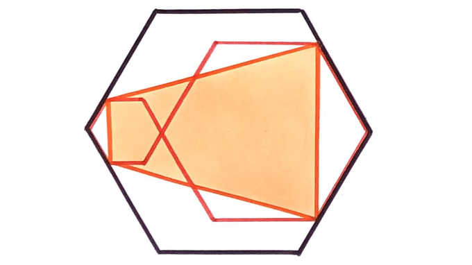 Three regular hexagons iii