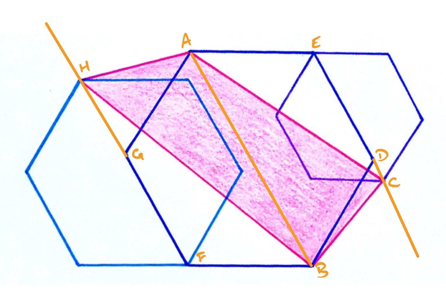 Three regular hexagons ii labelled