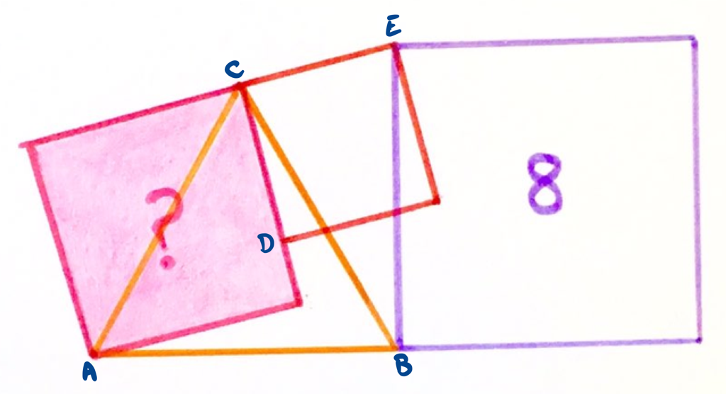 Three squares and an equilateral triangle labelled