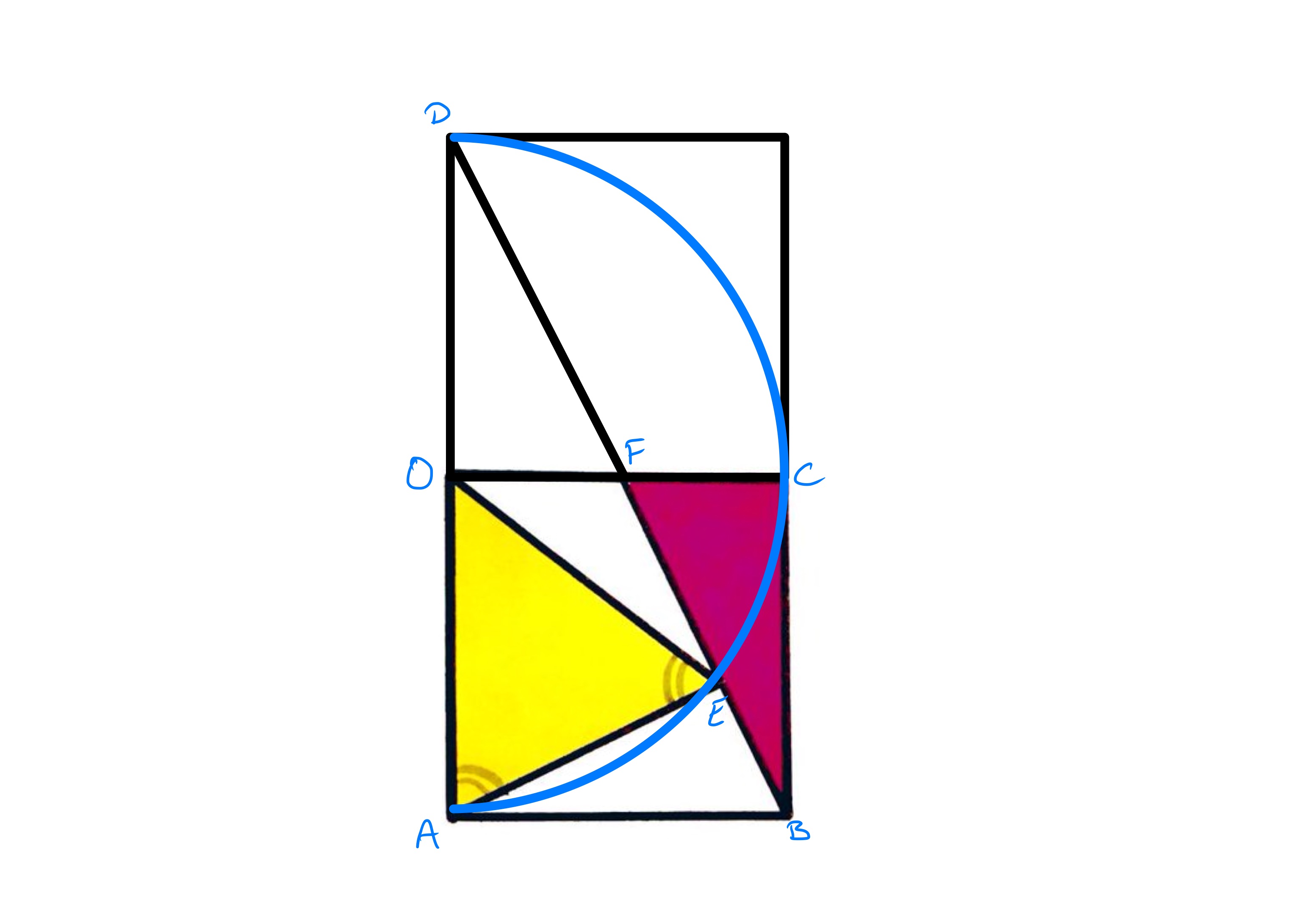 Triangle inside a square labelled