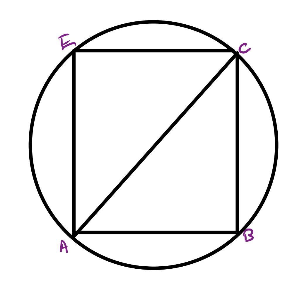Two half squares and a circle equal
