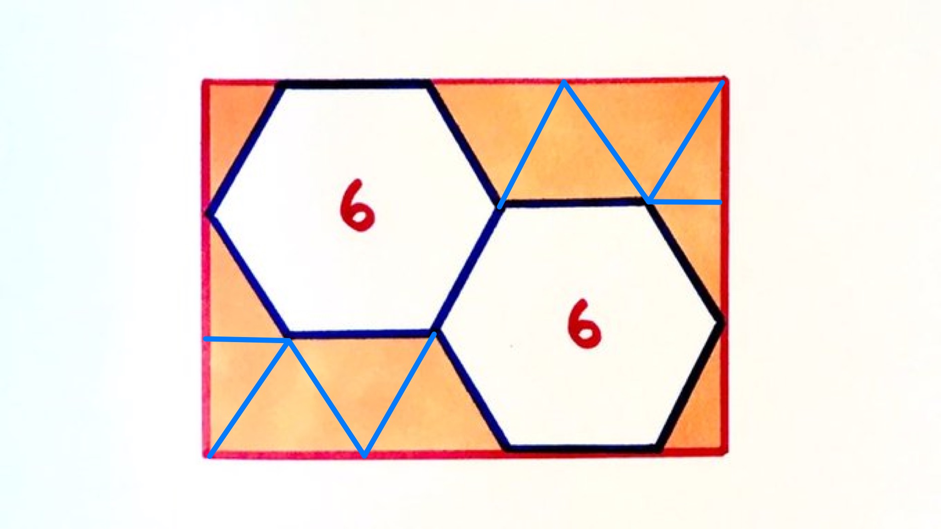 Two hexagons in a rectangle labelled