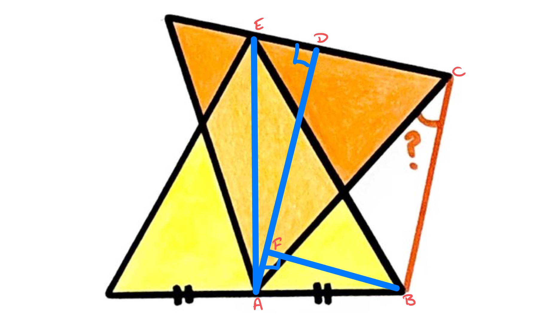 Two overlapping triangles labelled