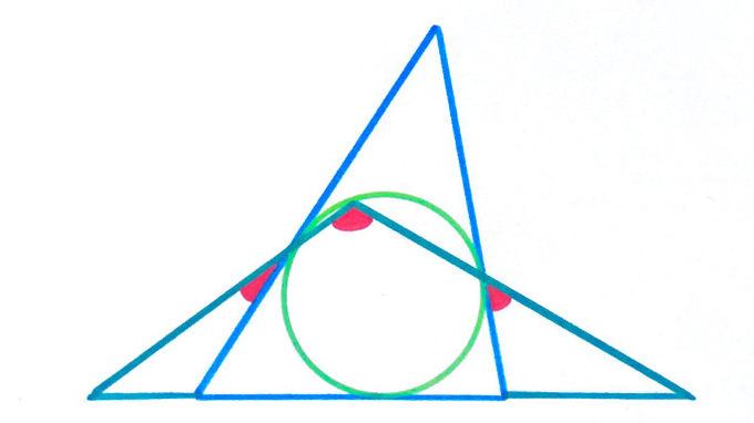 Two Overlapping Triangles and a Circle