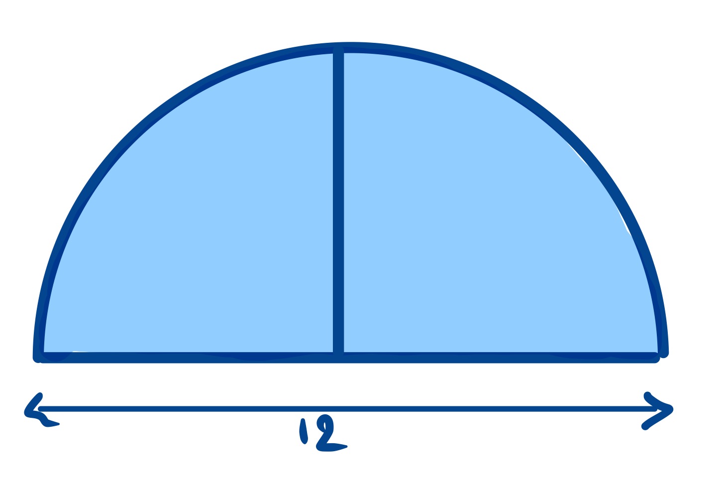Two quarter circles and a semi-circle special a