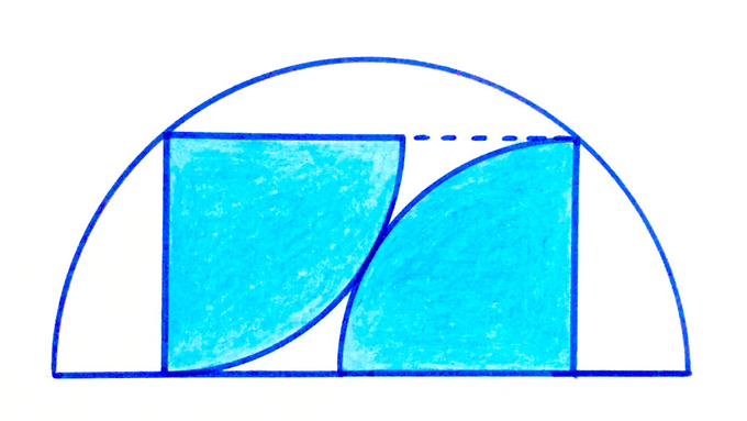Two Quarter Circles in a Rectangle in a Semi-Circle