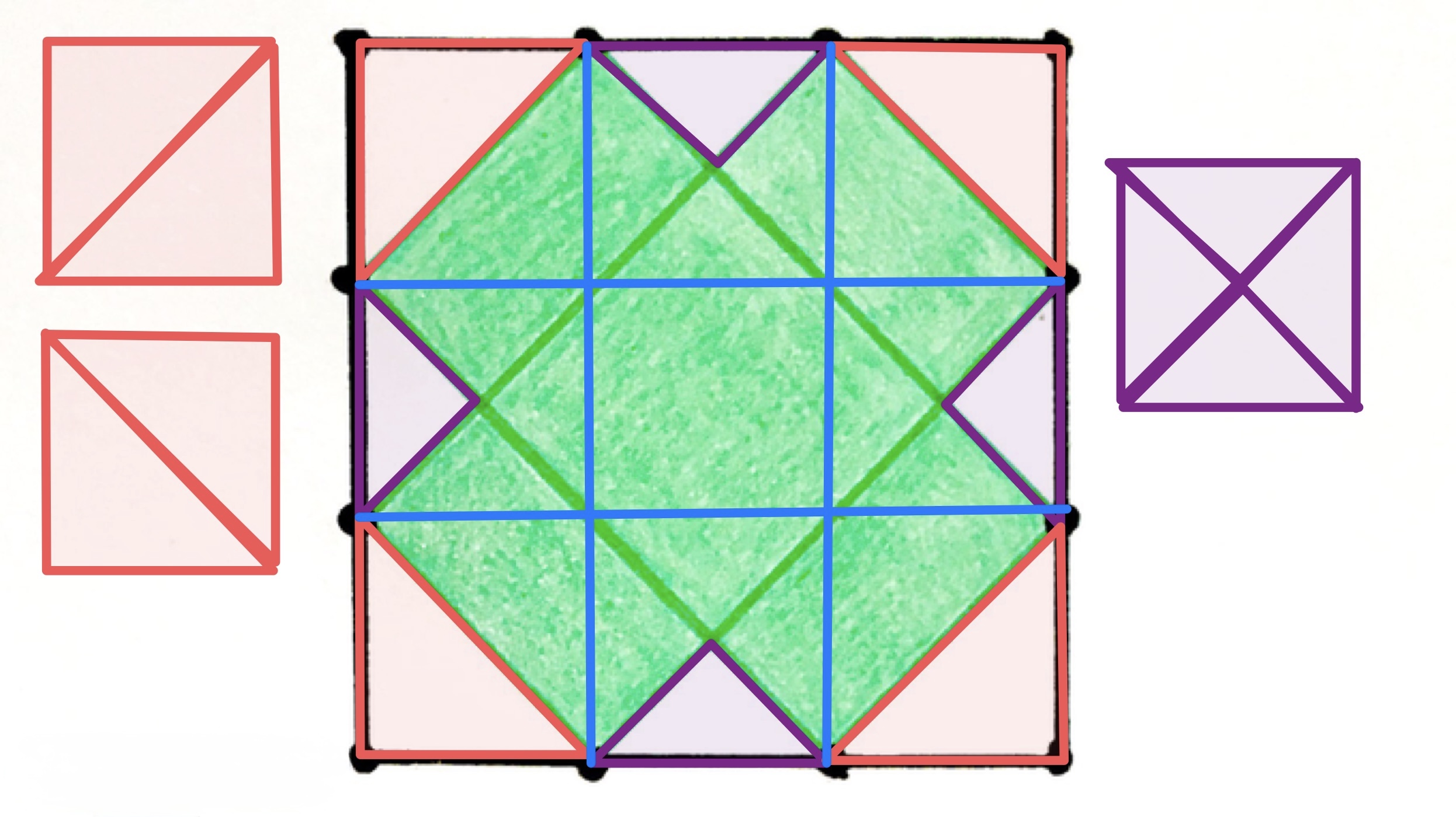 Two rectangles in a square annotated