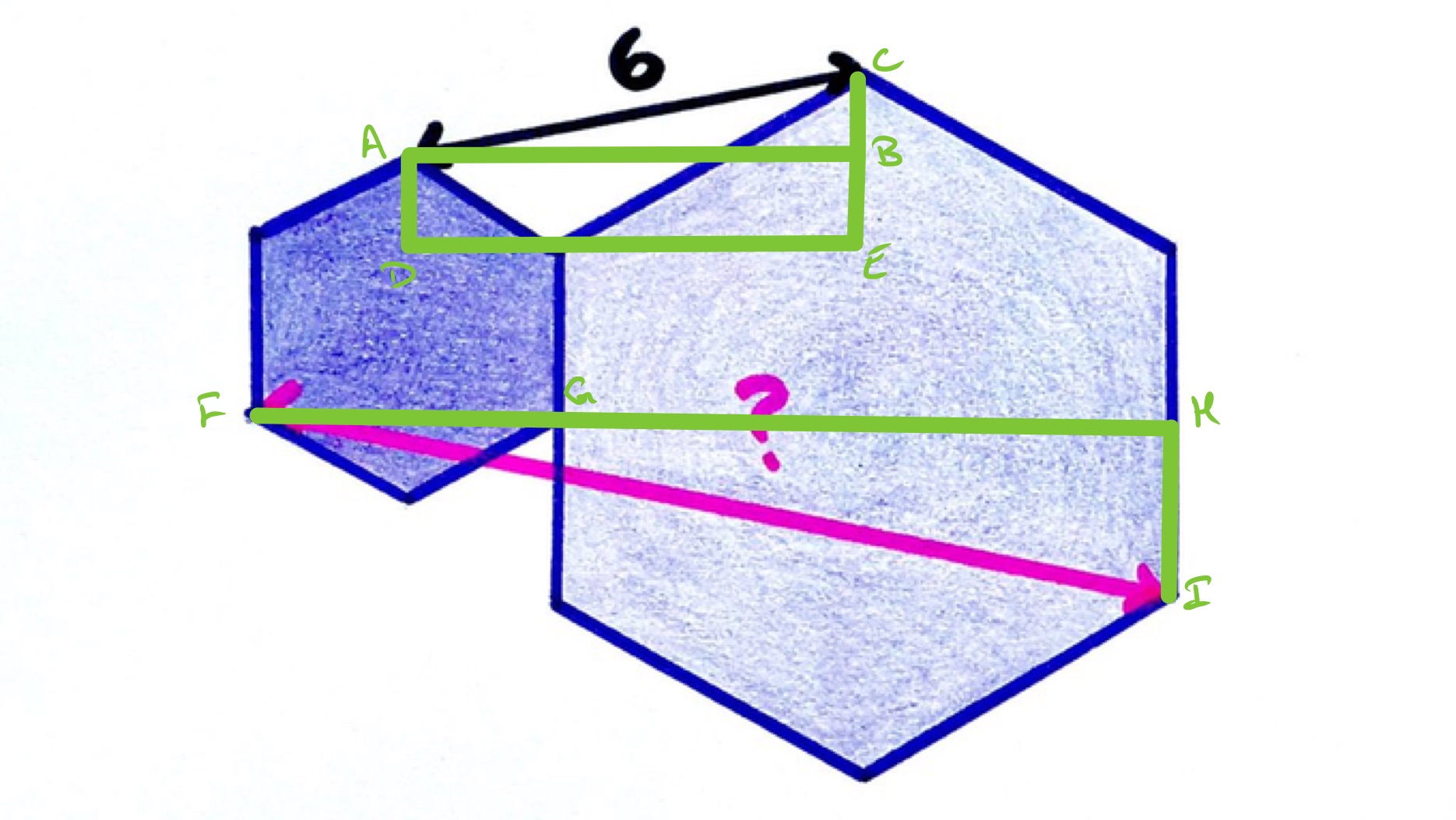 Two regular hexagons ii labelled