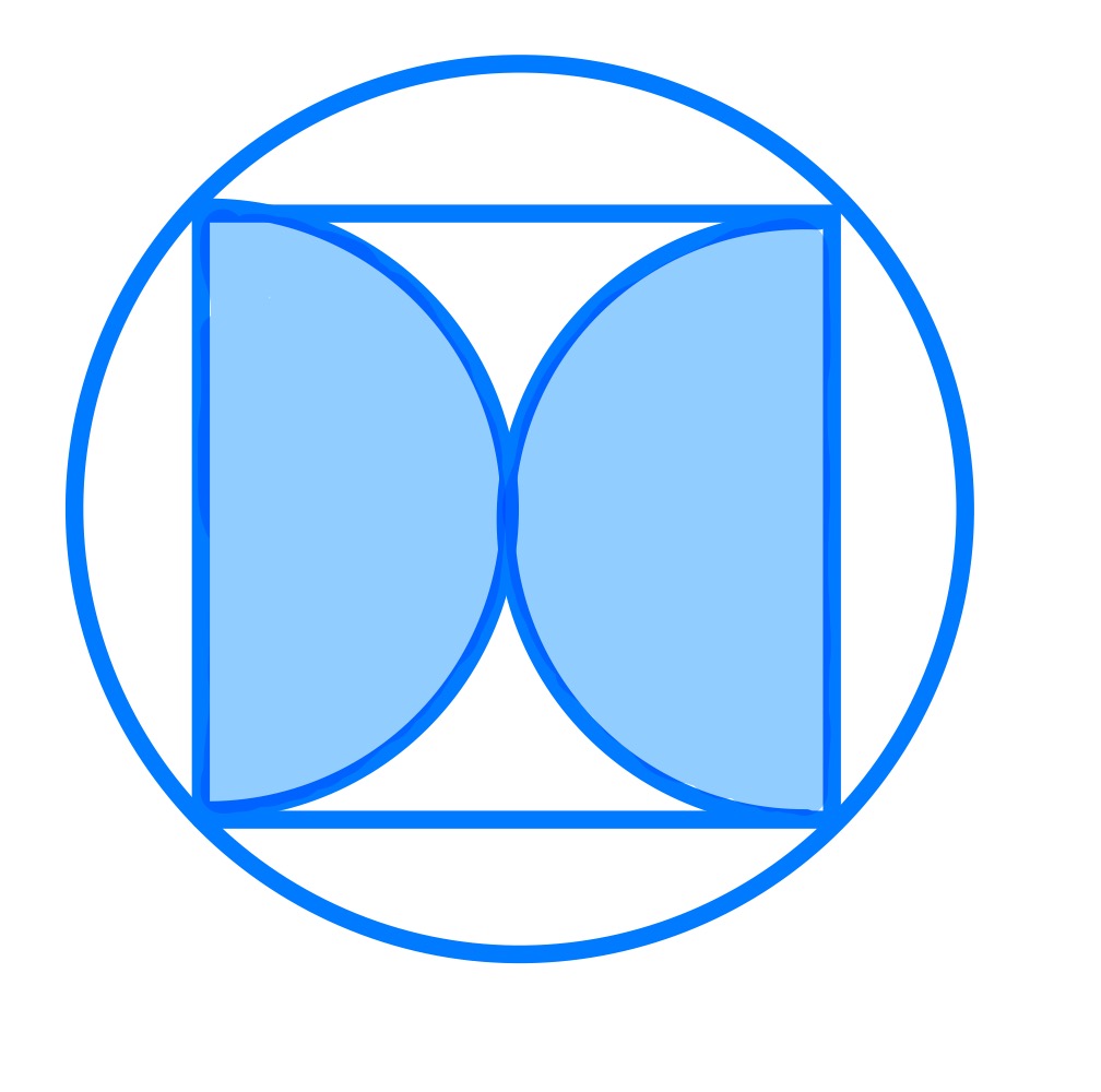 Two semi-circles in a circle special b