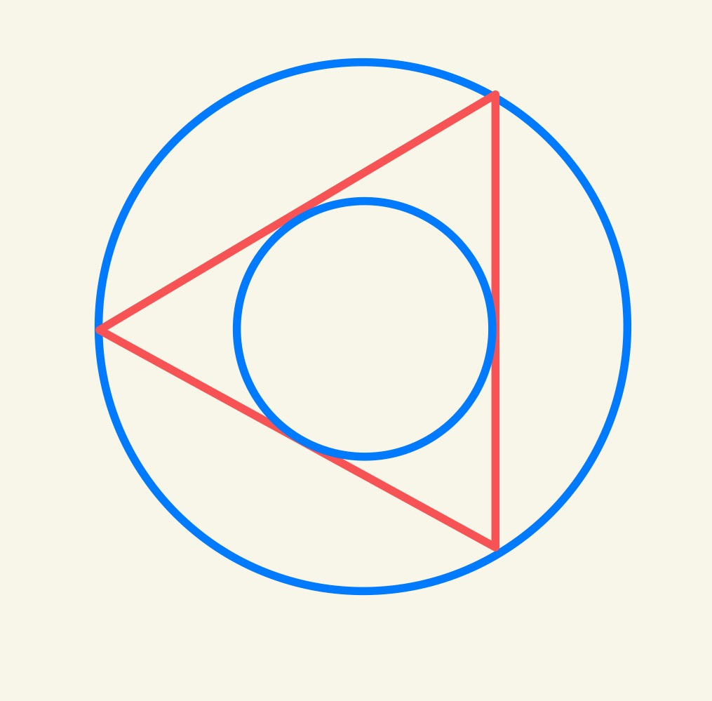 Two triangles and three concentric circles equilateral