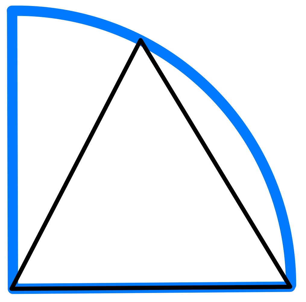 Two triangles over a quarter circle invariance